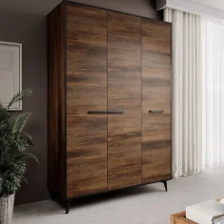 Frey - Kledingkast 3-deurs - Donker eiken - 135x50x200 cm