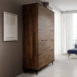 Frey - Kledingkast 3-deurs - Donker eiken - 135x50x200 cm