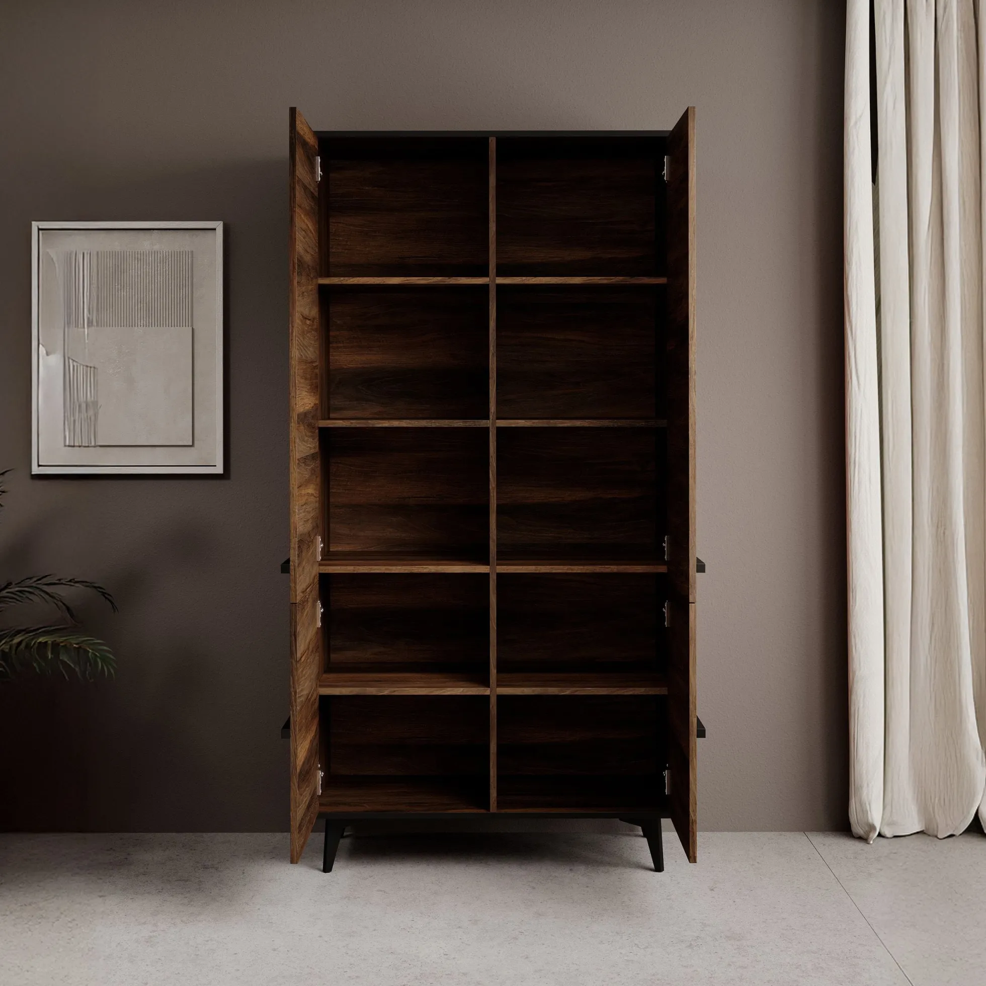 Frey - Kledingkast 4-deurs - Donker eiken - 92x40x185 cm