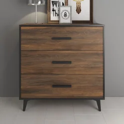 Frey - Ladekast - Donker eiken/zwart - 91x40x95 cm