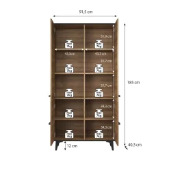 Frey - Opbergkast 4 deuren - Licht eiken/zwart - 91x40x185 cm