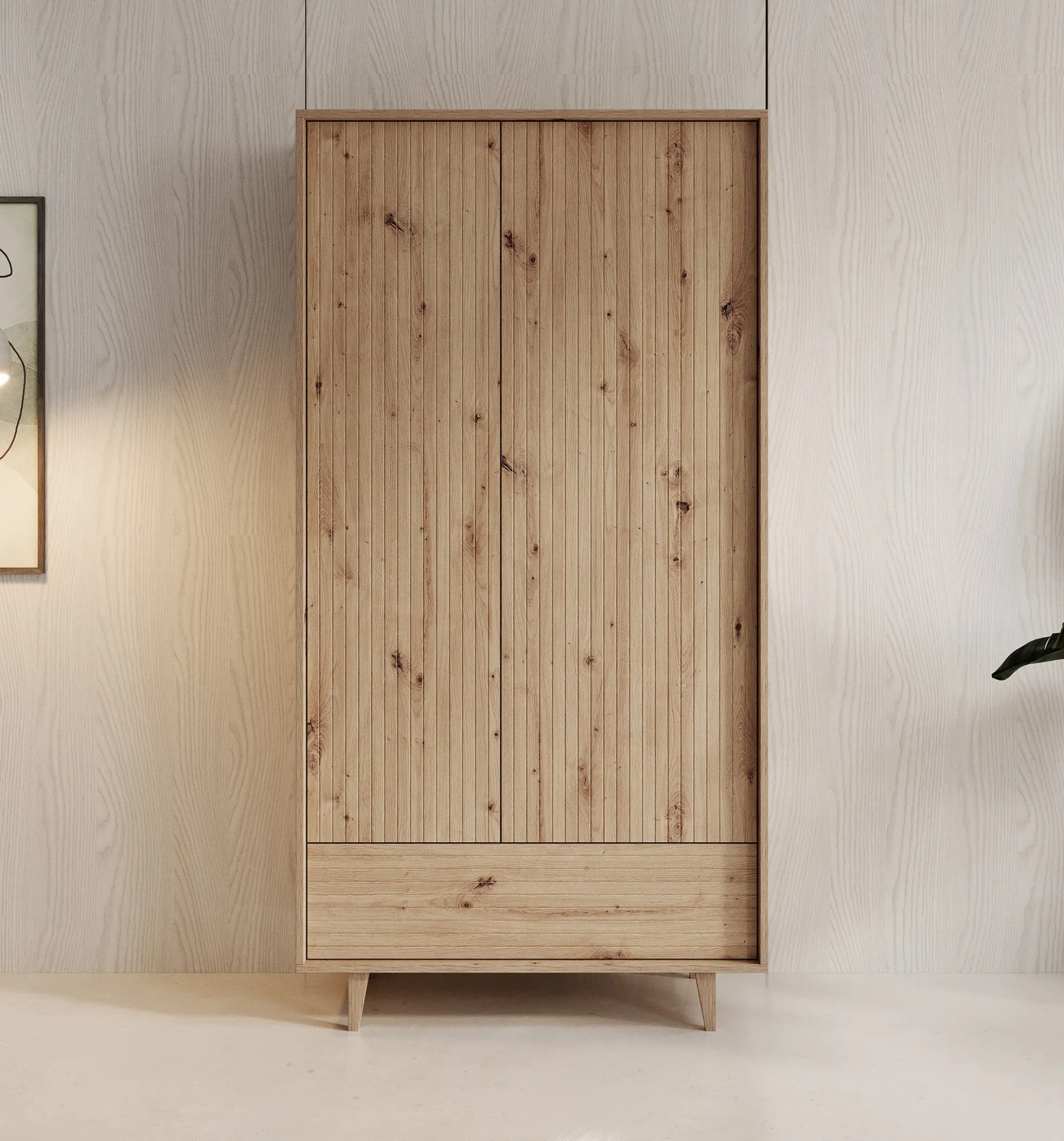 Fuzeta - Kledingkast 2-deurs - Eiken - 92x40x180 cm