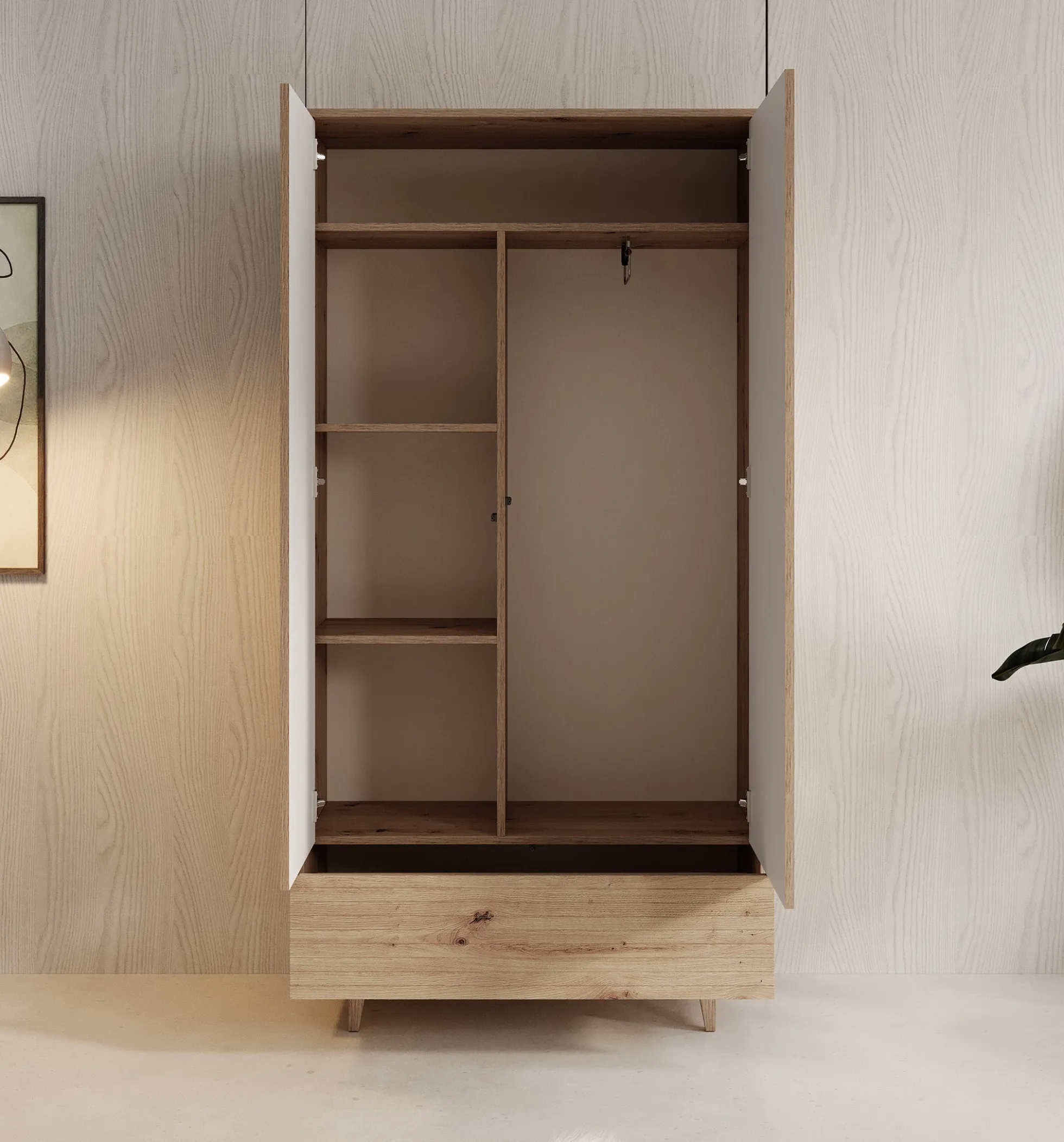Fuzeta - Kledingkast 2-deurs - Eiken - 92x40x180 cm