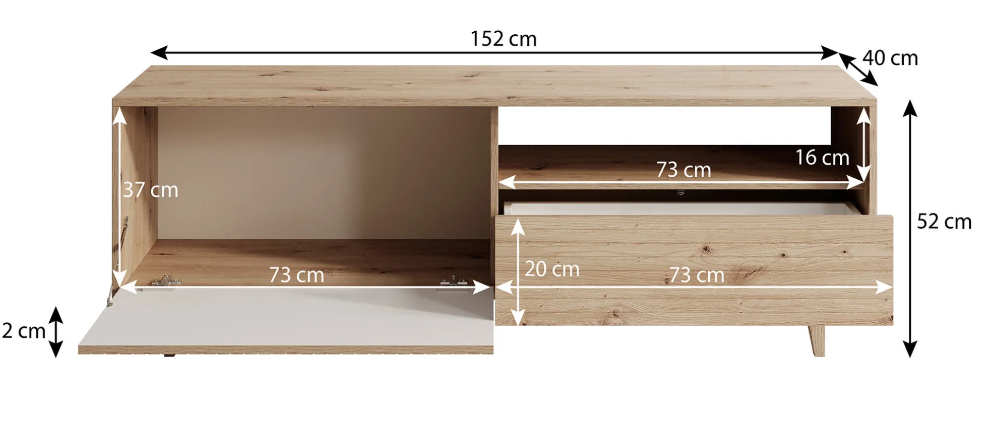 Fuzeta - TV-Meubel - Eiken - 152 cm