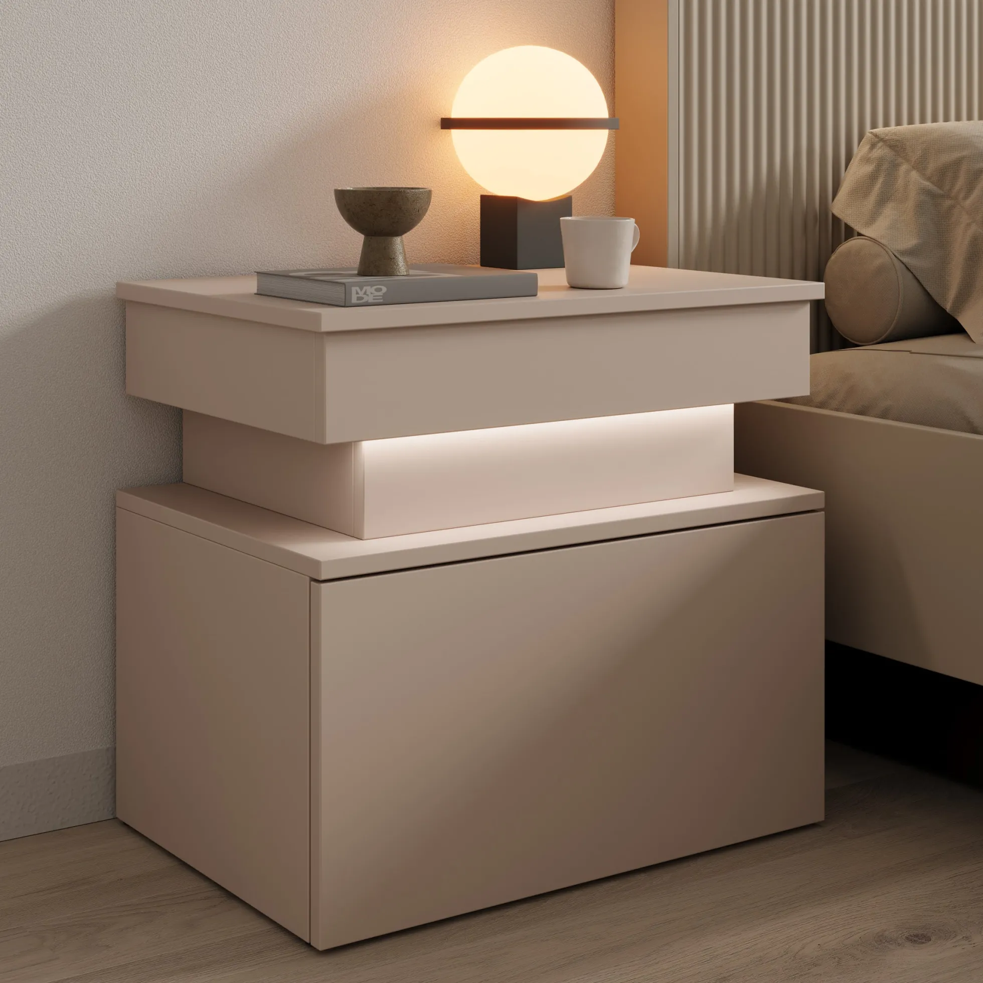 Galan - Nachtkastje - Beige - 55x39x51 cm