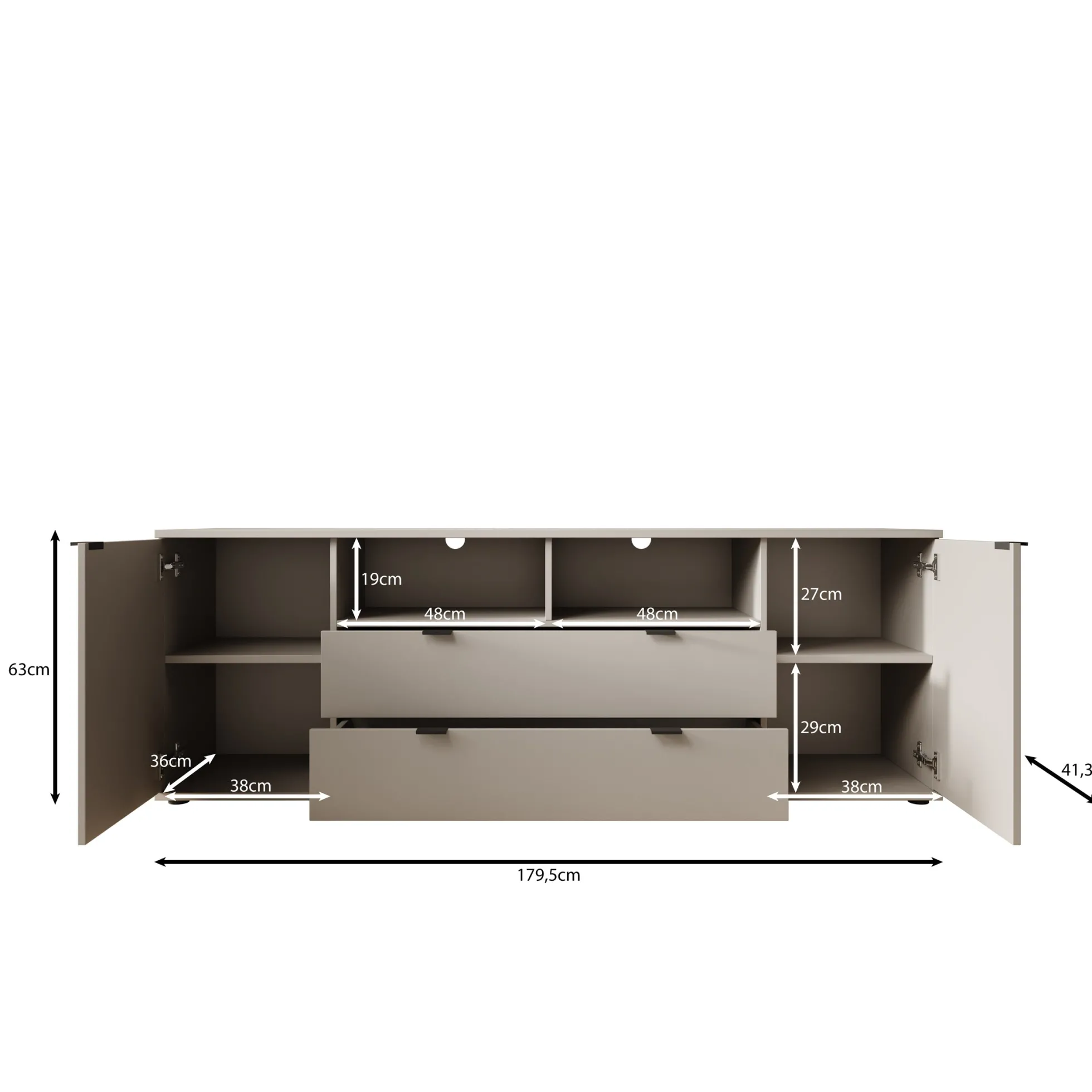 Galeno - TV-Meubel - Beige - 180x41x63 cm