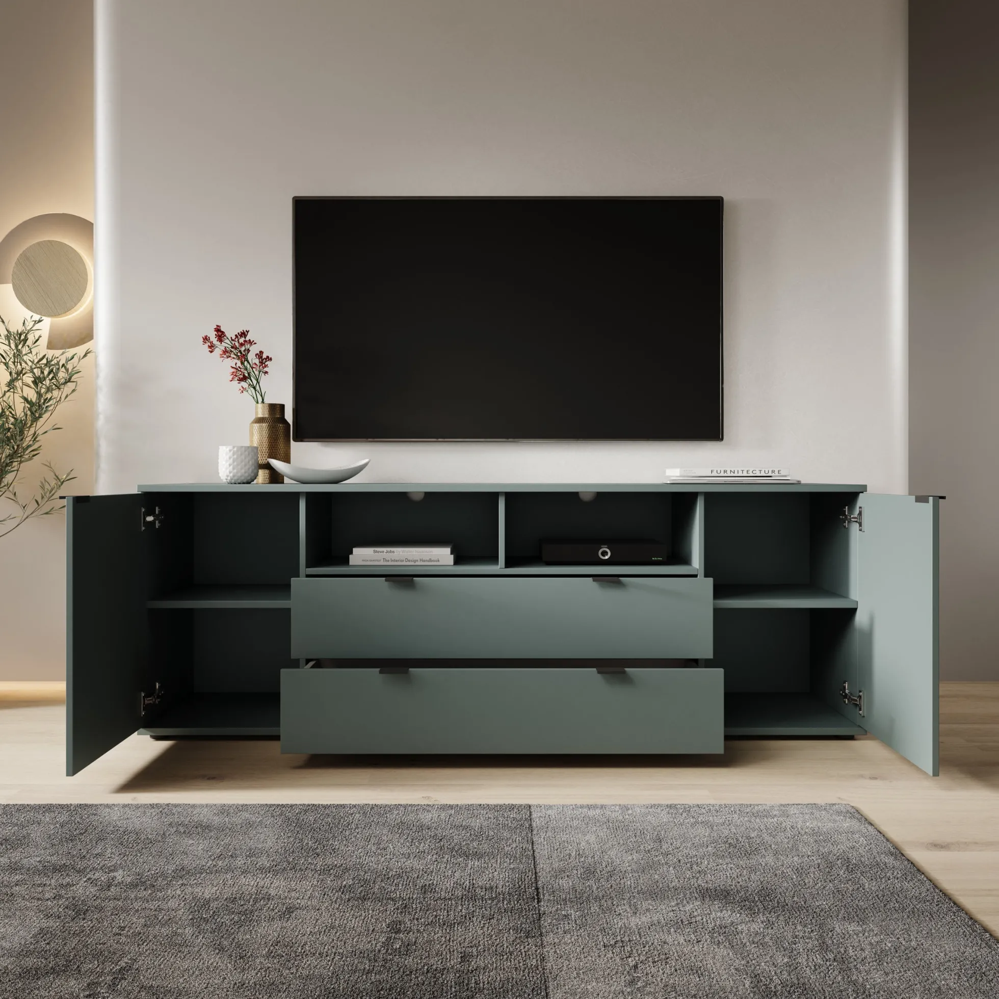 Galeno - TV-Meubel - Groen - 180x41x63 cm