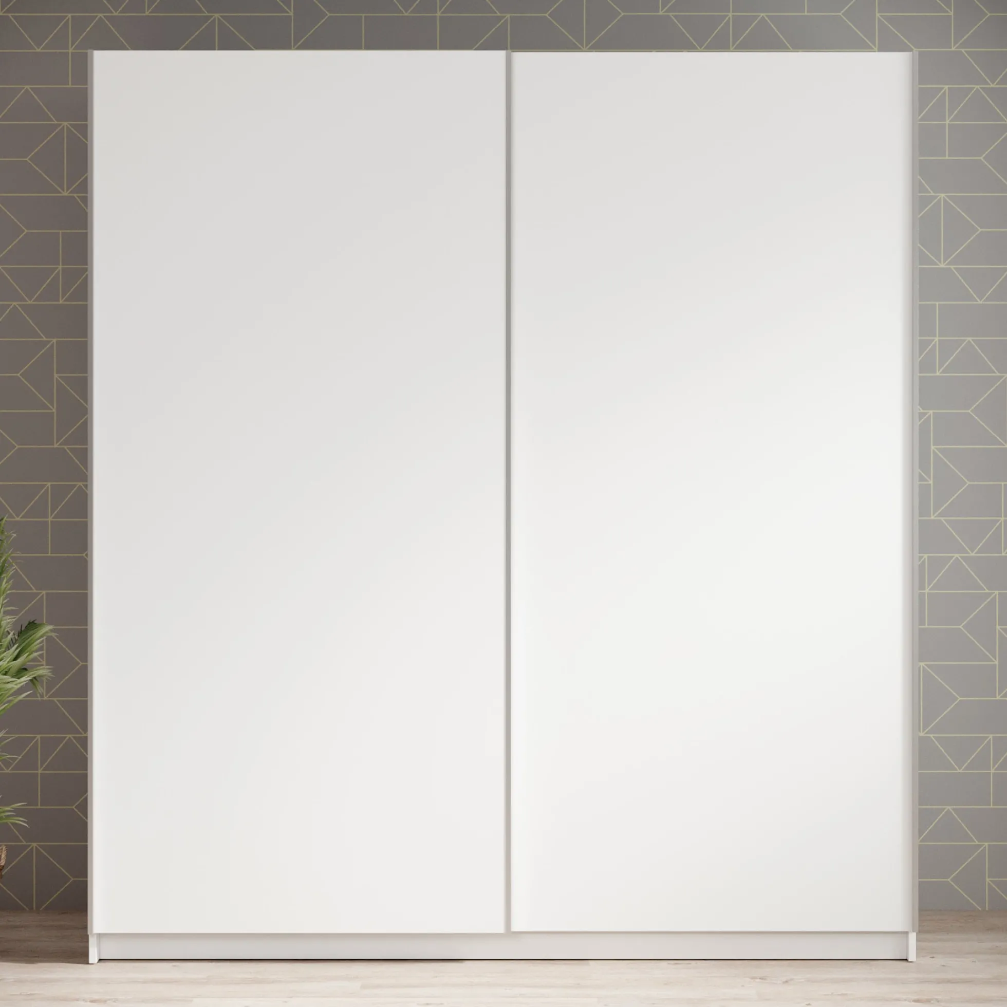 Ganaro - Kledingkast met schuifdeuren - Wit - 180x62x198 cm