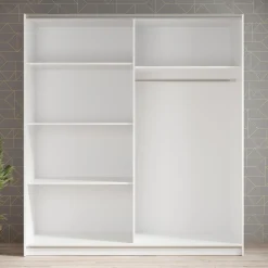 Ganaro - Kledingkast met schuifdeuren - Wit - 180x62x198 cm