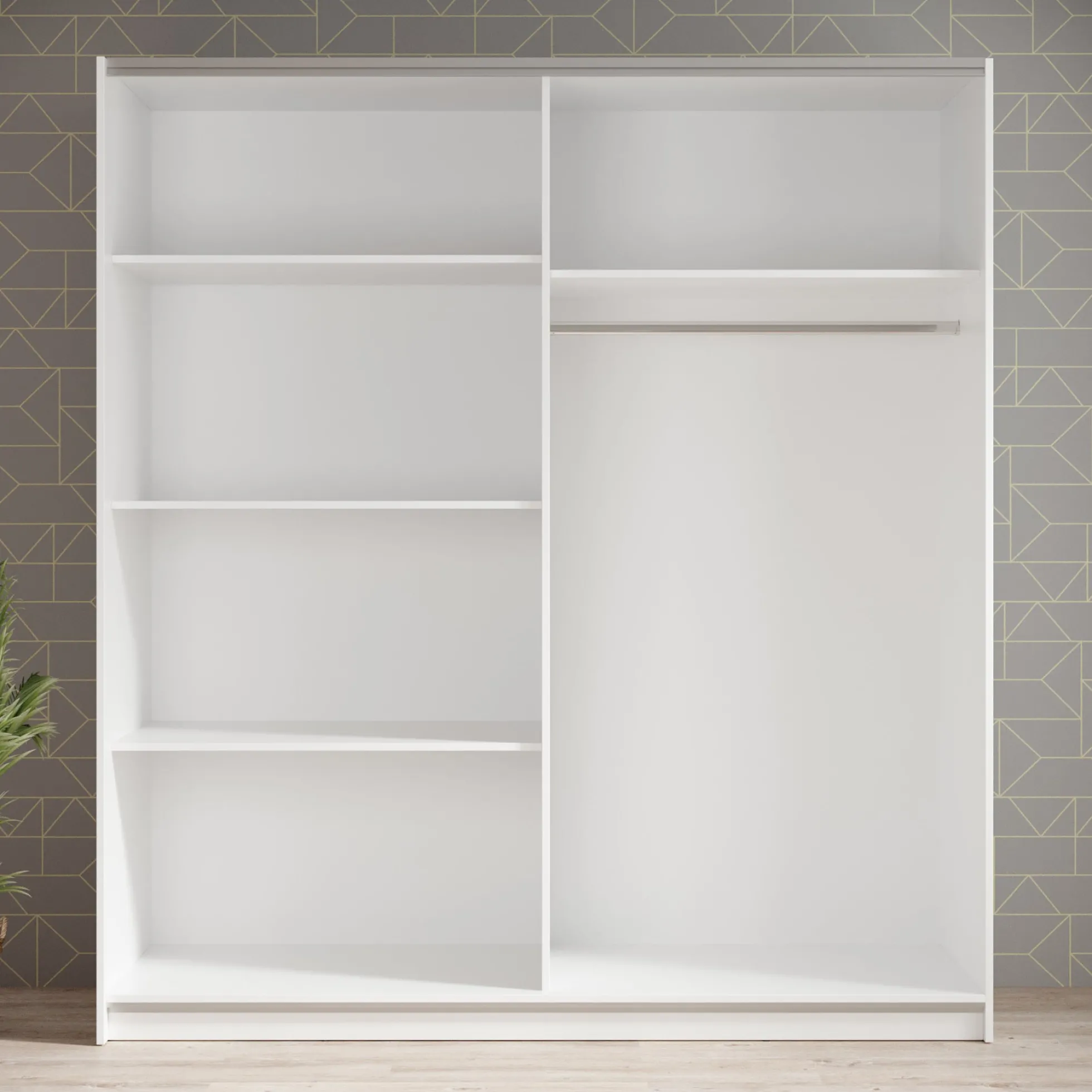 Ganaro - Kledingkast met schuifdeuren - Wit - 180x62x198 cm