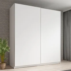 Ganaro - Kledingkast met schuifdeuren - Wit - 180x62x198 cm