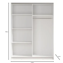 Ganaro - Kledingkast met spiegel - Grijs - 150x62x198 cm