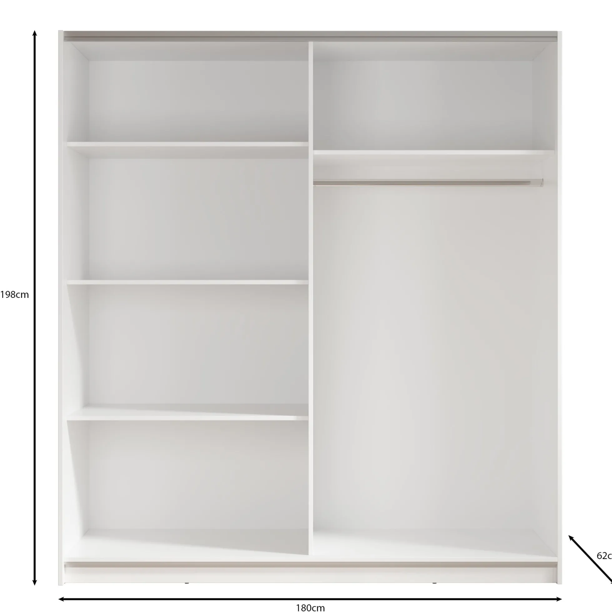 Ganaro - Kledingkast met schuifdeuren - Grijs - 180x62x198 cm