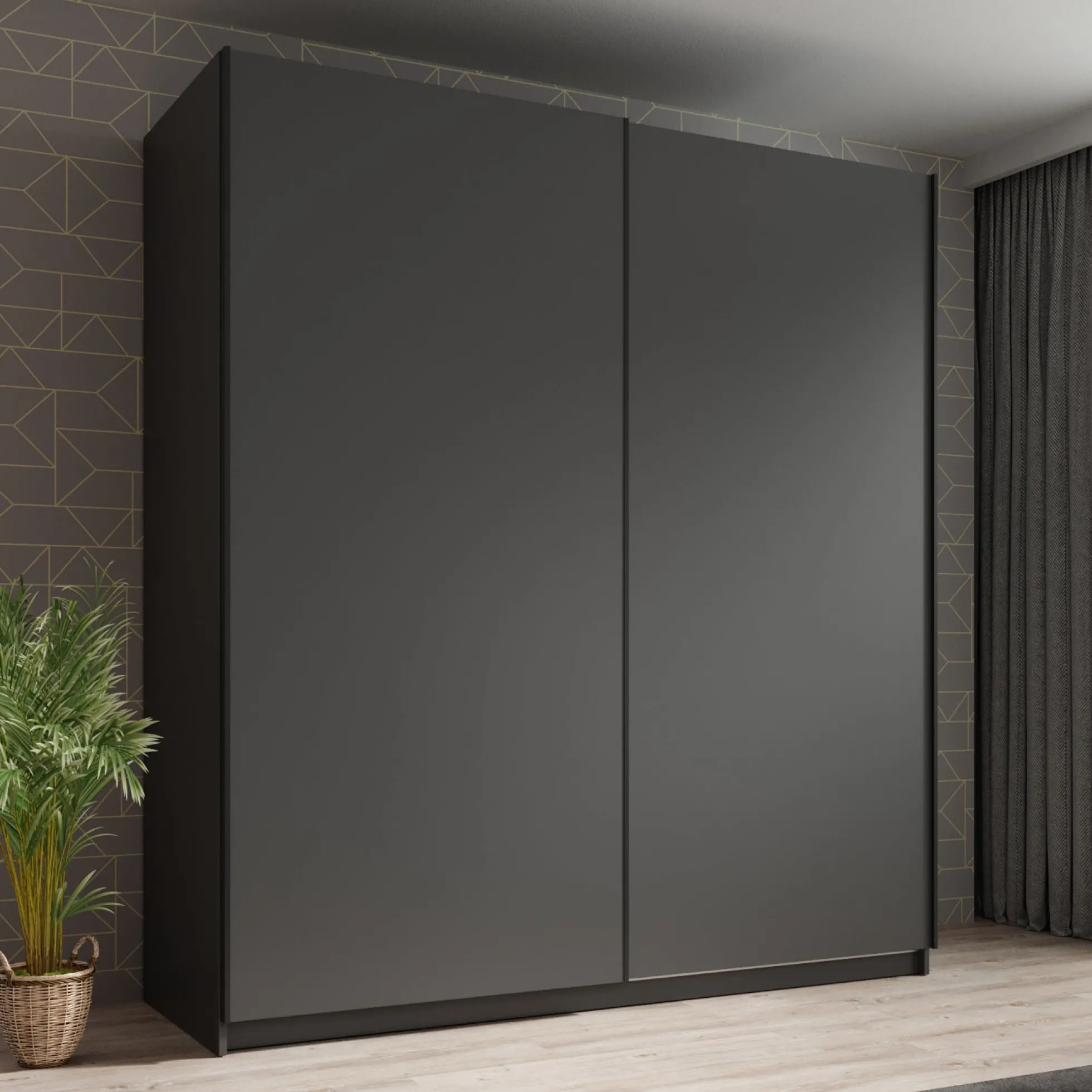 Ganaro - Kledingkast met schuifdeuren - Grijs - 180x62x198 cm