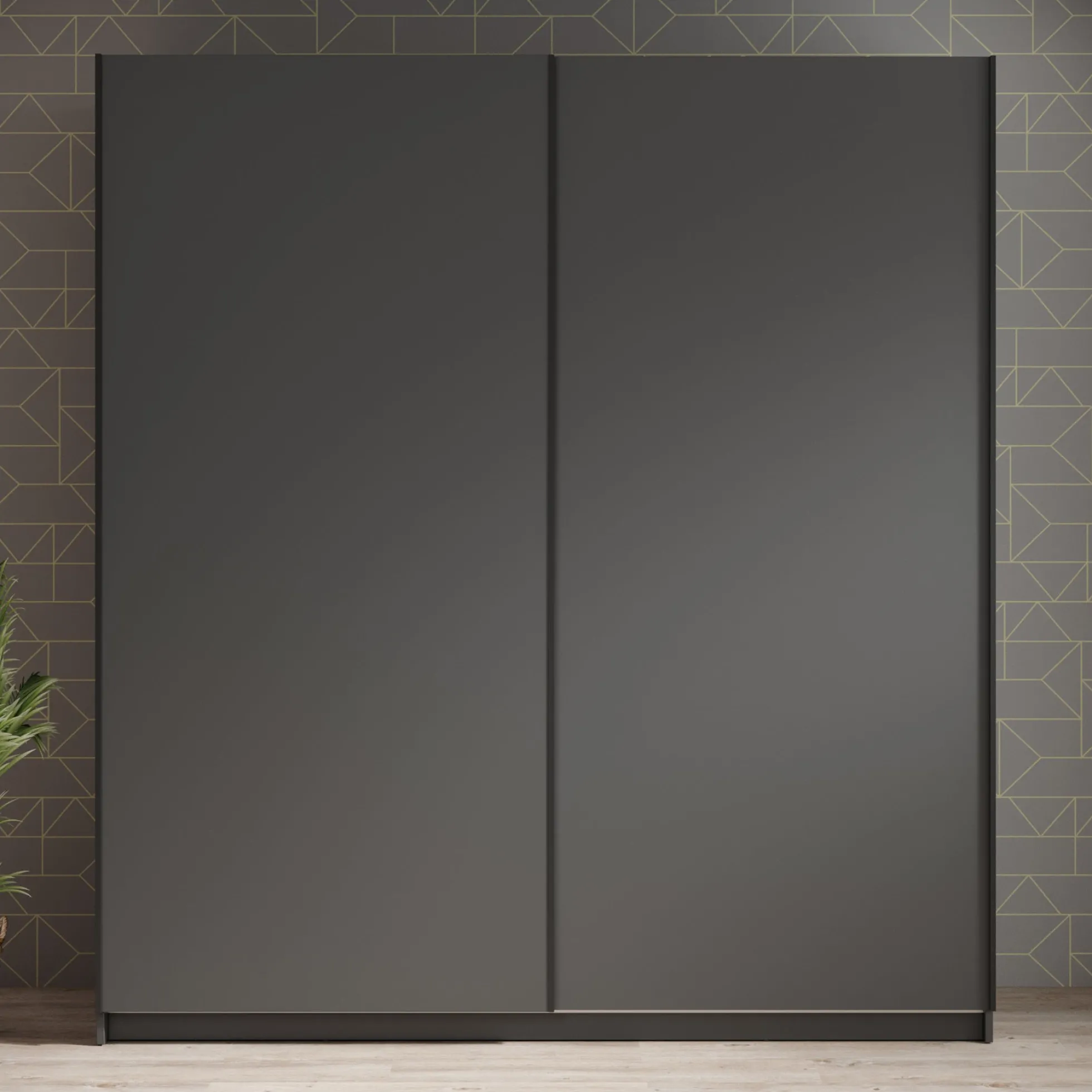 Ganaro - Kledingkast met schuifdeuren - Grijs - 180x62x198 cm