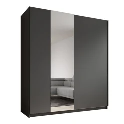 Ganaro - Kledingkast met spiegel - Grijs - 180x62x198 cm