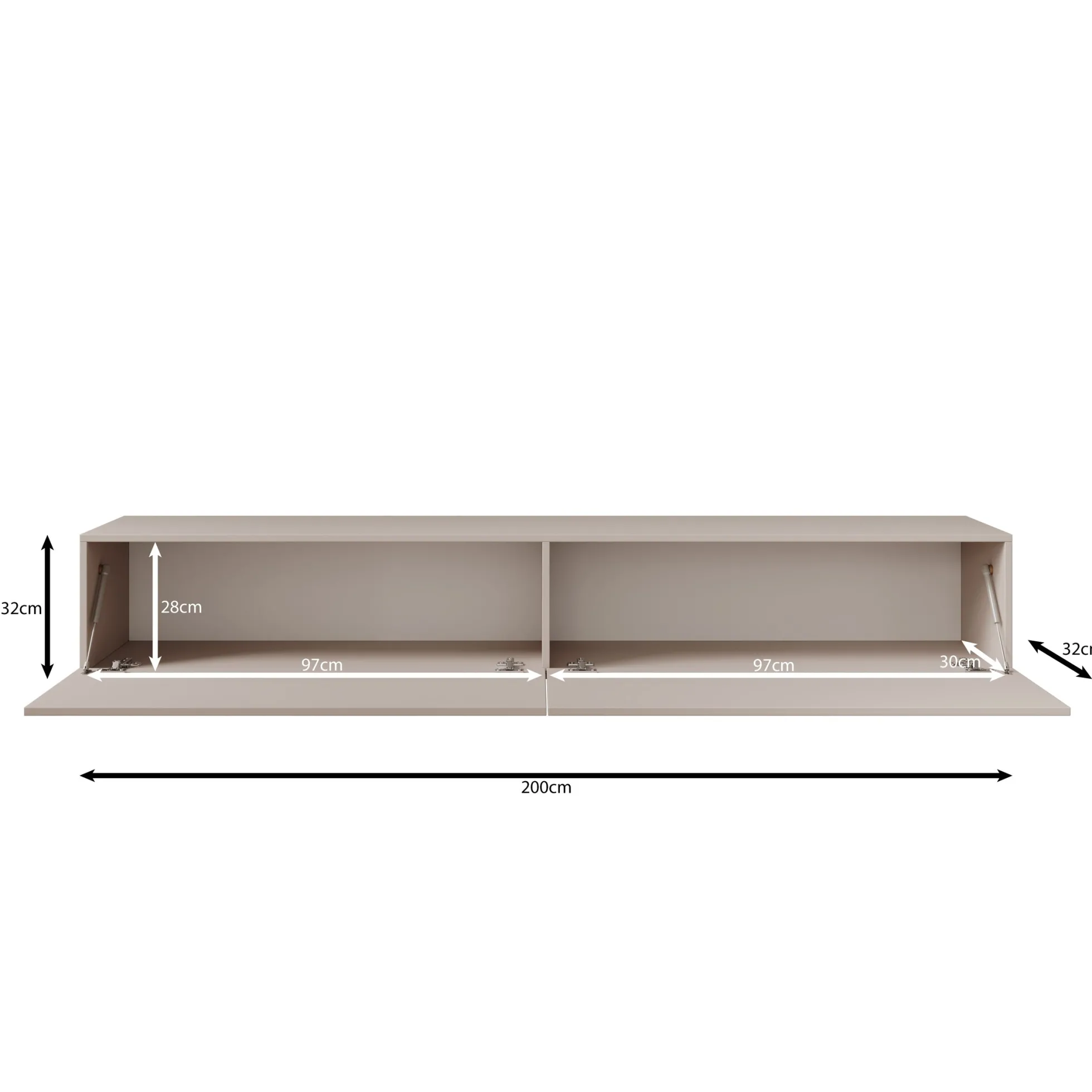 Gelvio - TV-Meubel - Beige - 200x32x32 cm