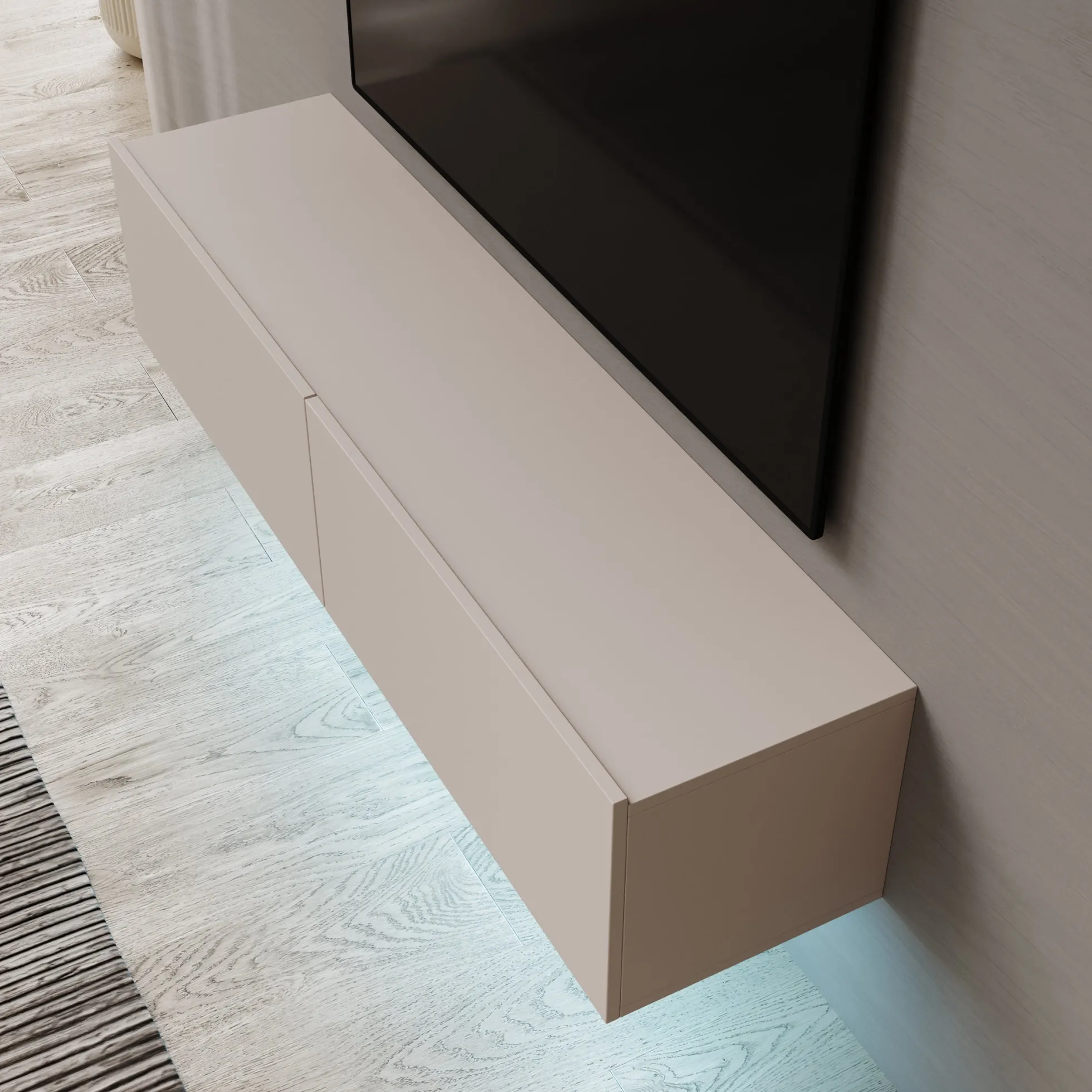 Gelvio - TV-Meubel met LED - Beige - 144x32x32 cm