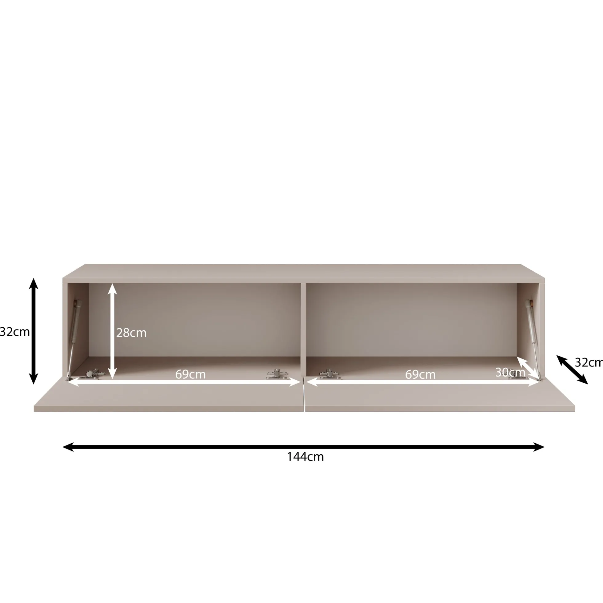 Gelvio - TV-Meubel met LED - Beige - 144x32x32 cm