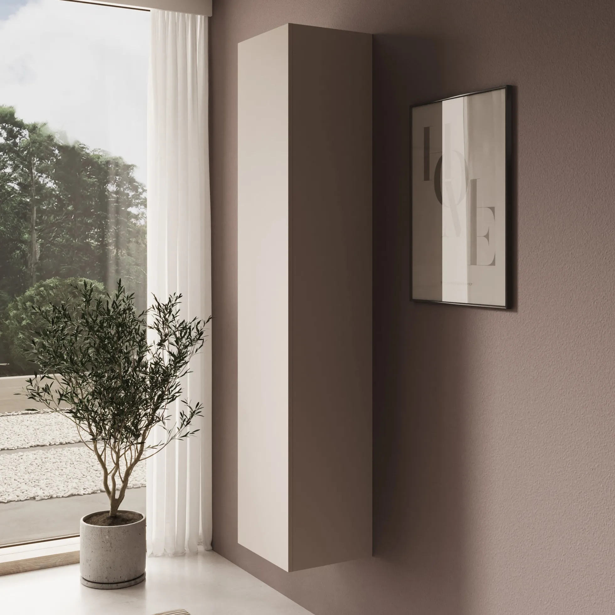 Gelvio - Vitrinekast - Beige - 35x32x168 cm