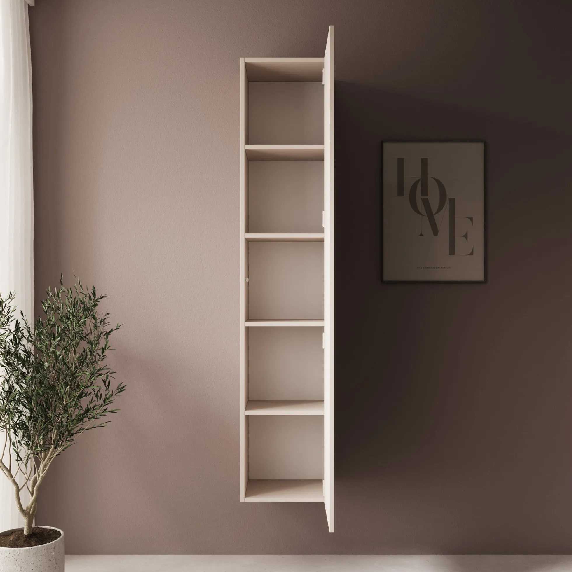Gelvio - Vitrinekast - Beige - 35x32x168 cm