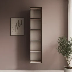 Gelvio - Vitrinekast met glas - Beige - 35x32x168 cm