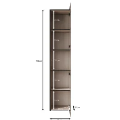 Gelvio - Vitrinekast met glas - Beige - 35x32x168 cm