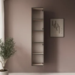Gelvio - Vitrinekast met glas - Beige - 35x32x168 cm