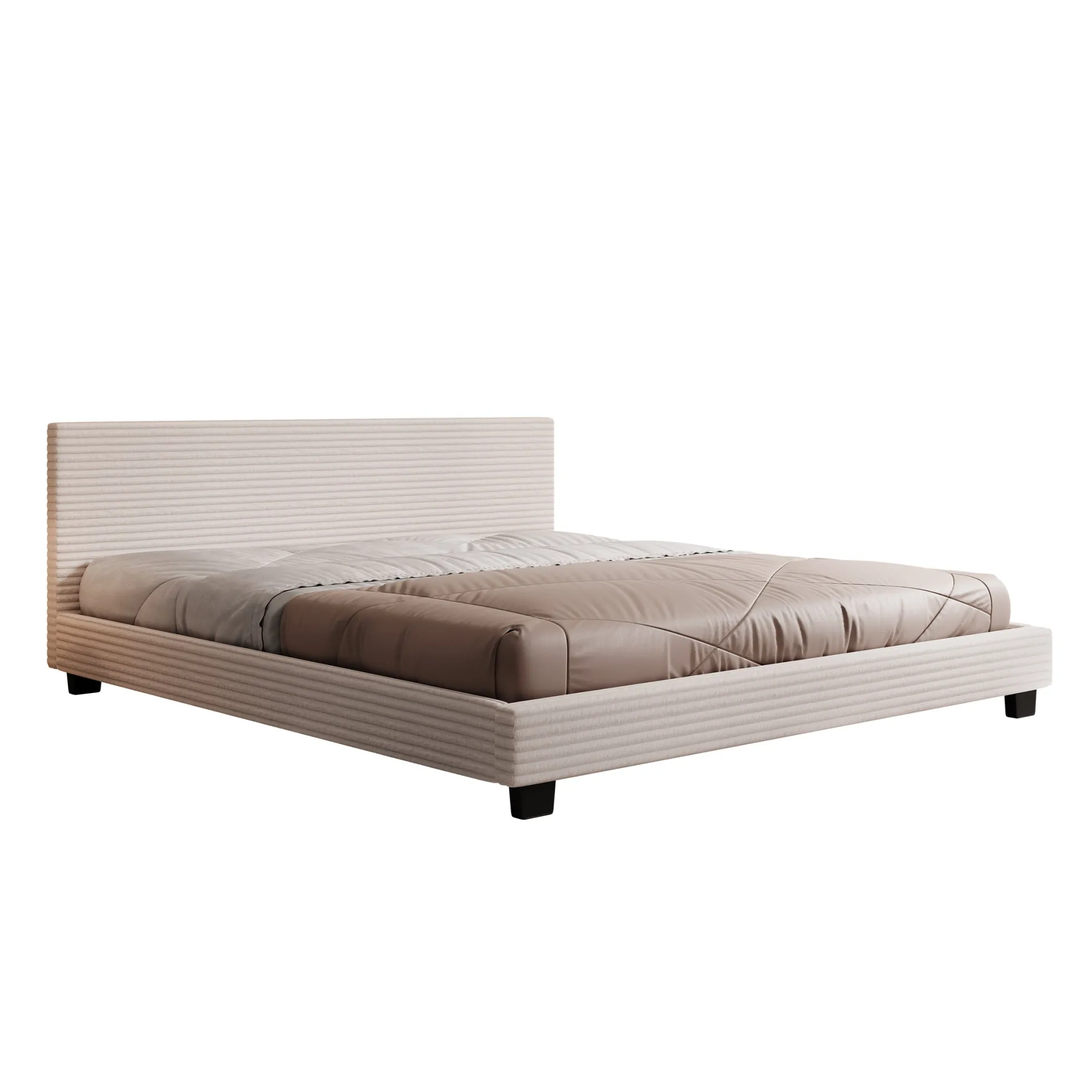 George - Tweepersoonsbed - Ribstof beige - 180x200x78 cm