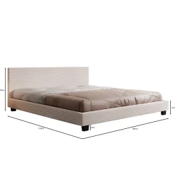 George - Tweepersoonsbed - Ribstof beige - 180x200x78 cm