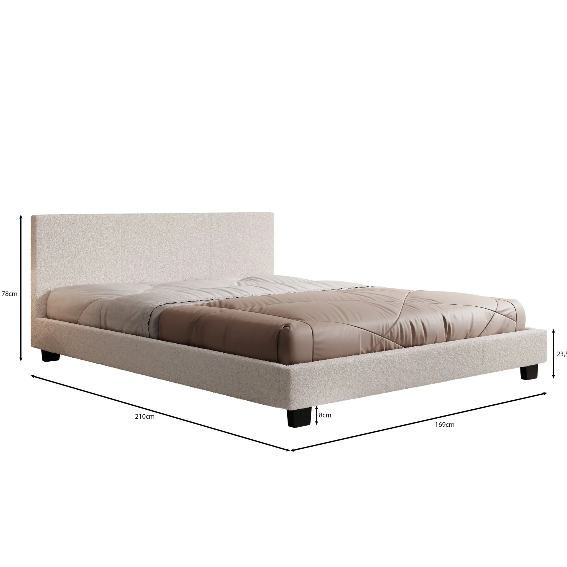 George - Tweepersoonsbed - Teddystof Wit - 180x200x78 cm