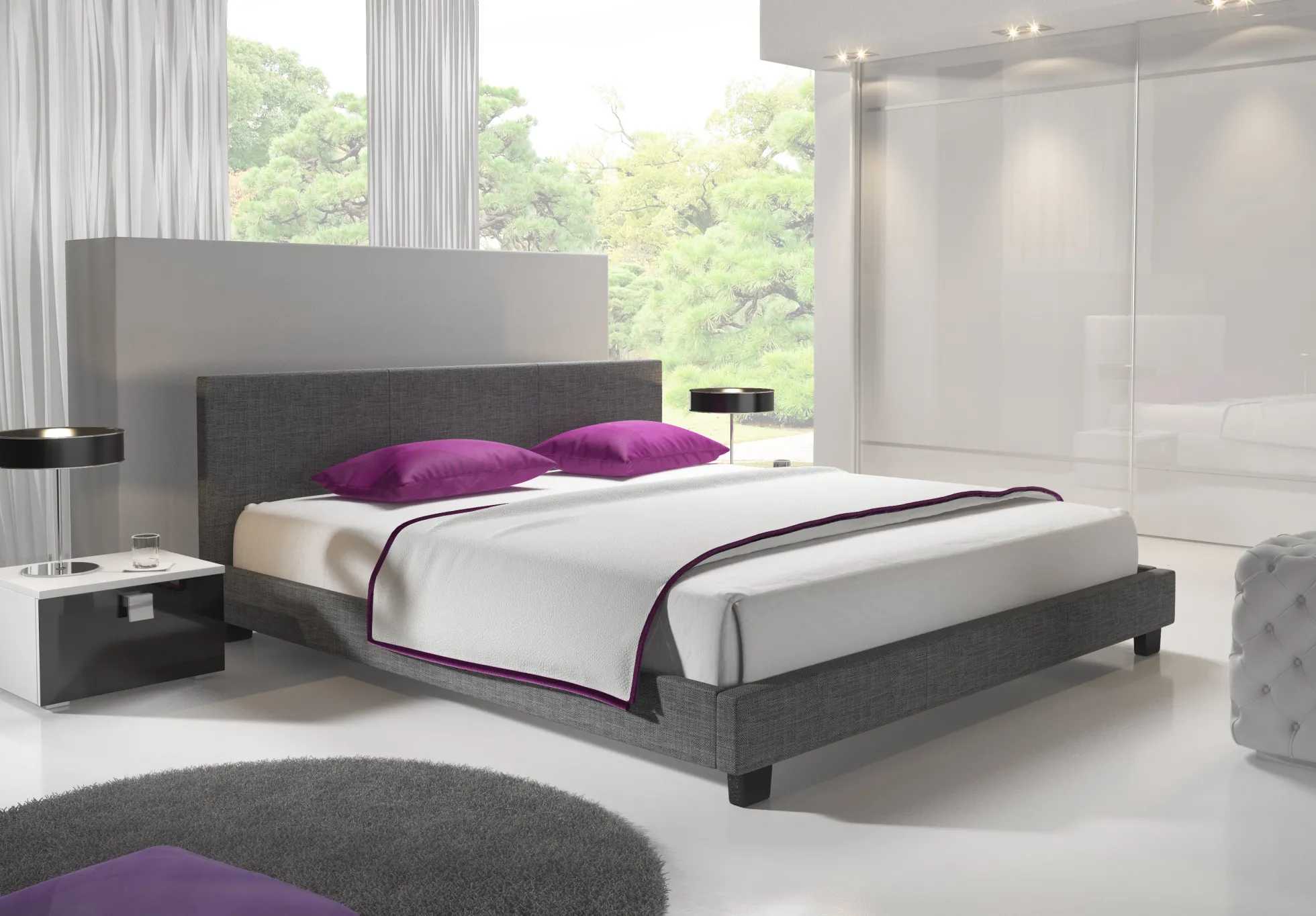 George - Tweepersoonsbed - Stof grijs - 160x200 cm