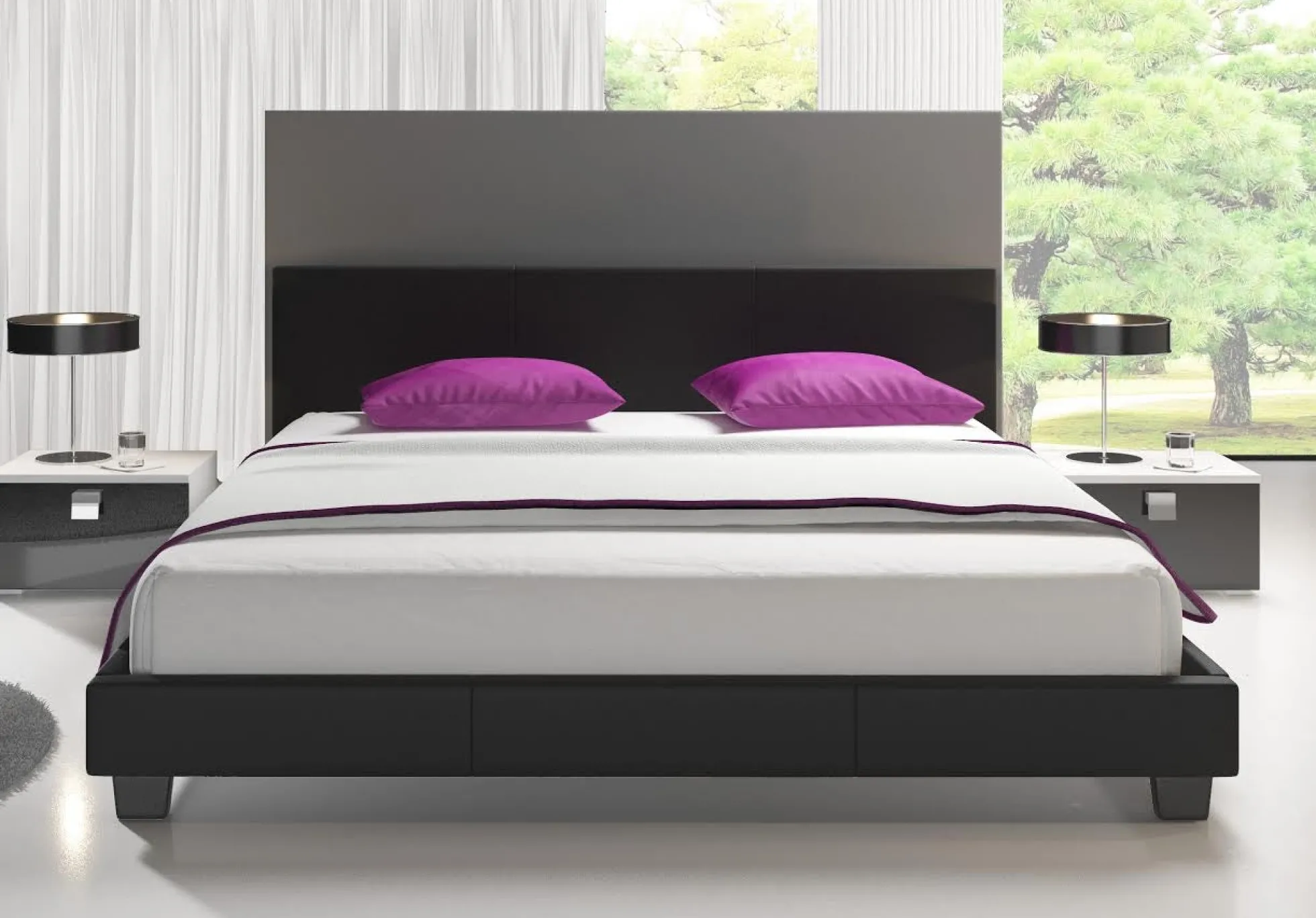 George - Tweepersoonsbed - Kunstleer zwart - 160x200 cm