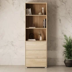 Gideon - Boekenkast - Eikenpatroon - 60x40x178 cm