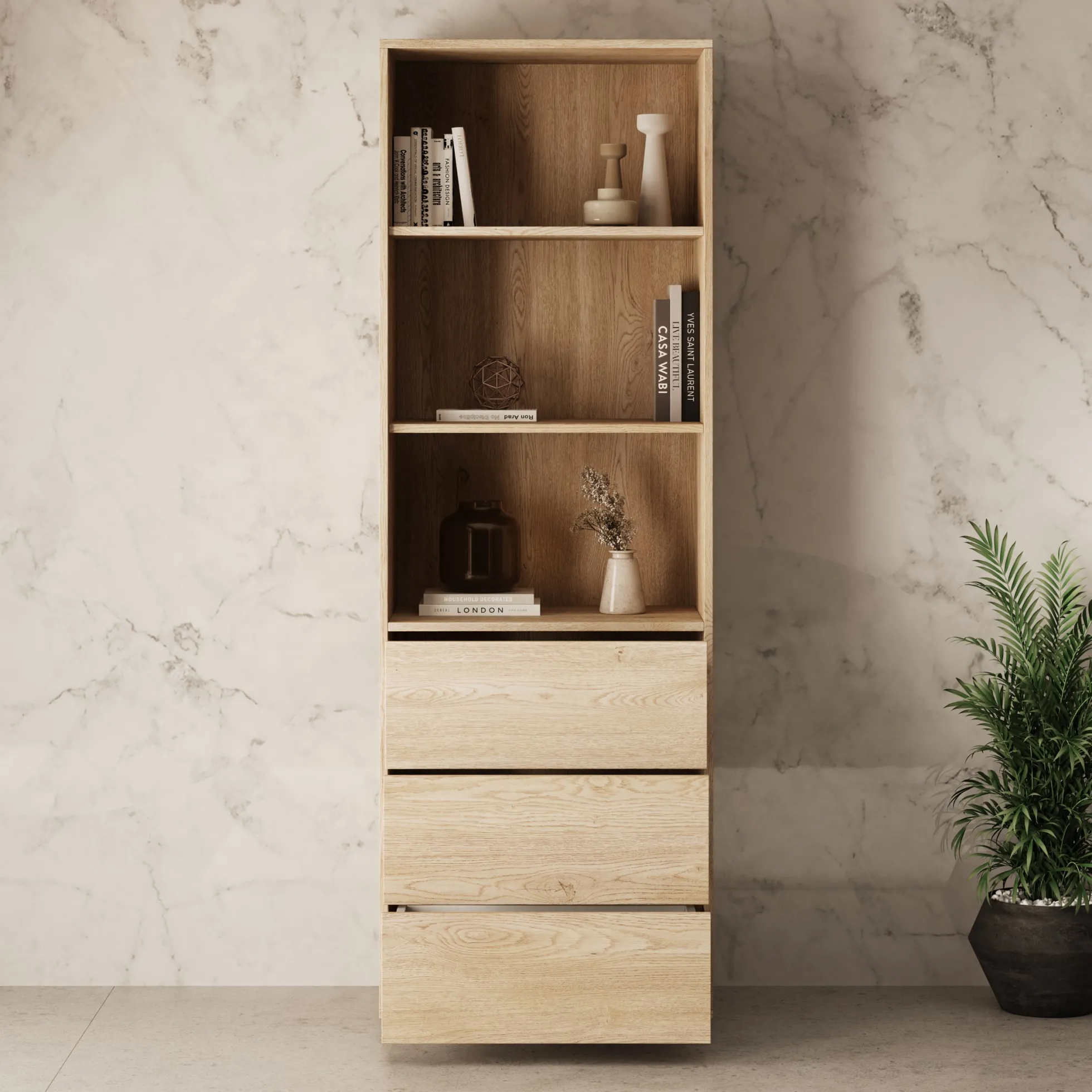 Gideon - Boekenkast - Eikenpatroon - 60x40x178 cm
