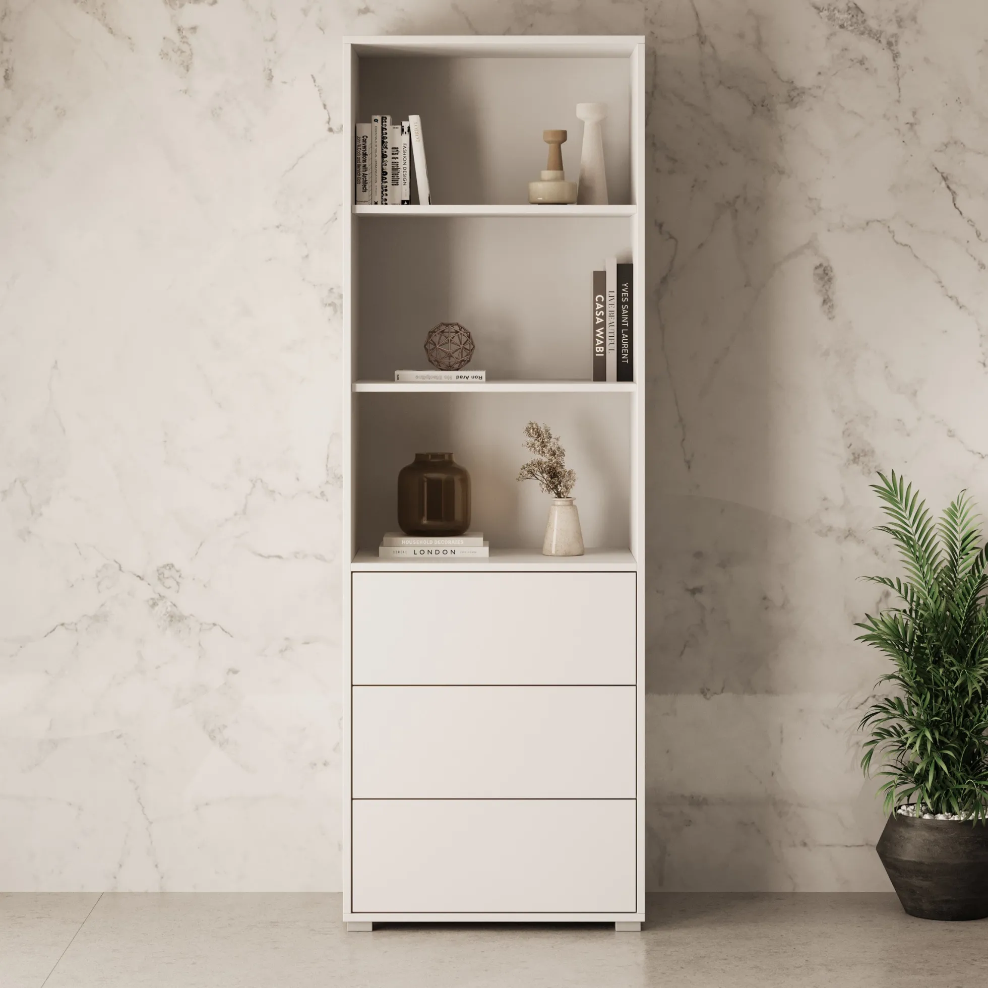 Gideon - Boekenkast - Wit - 60x40x178 cm