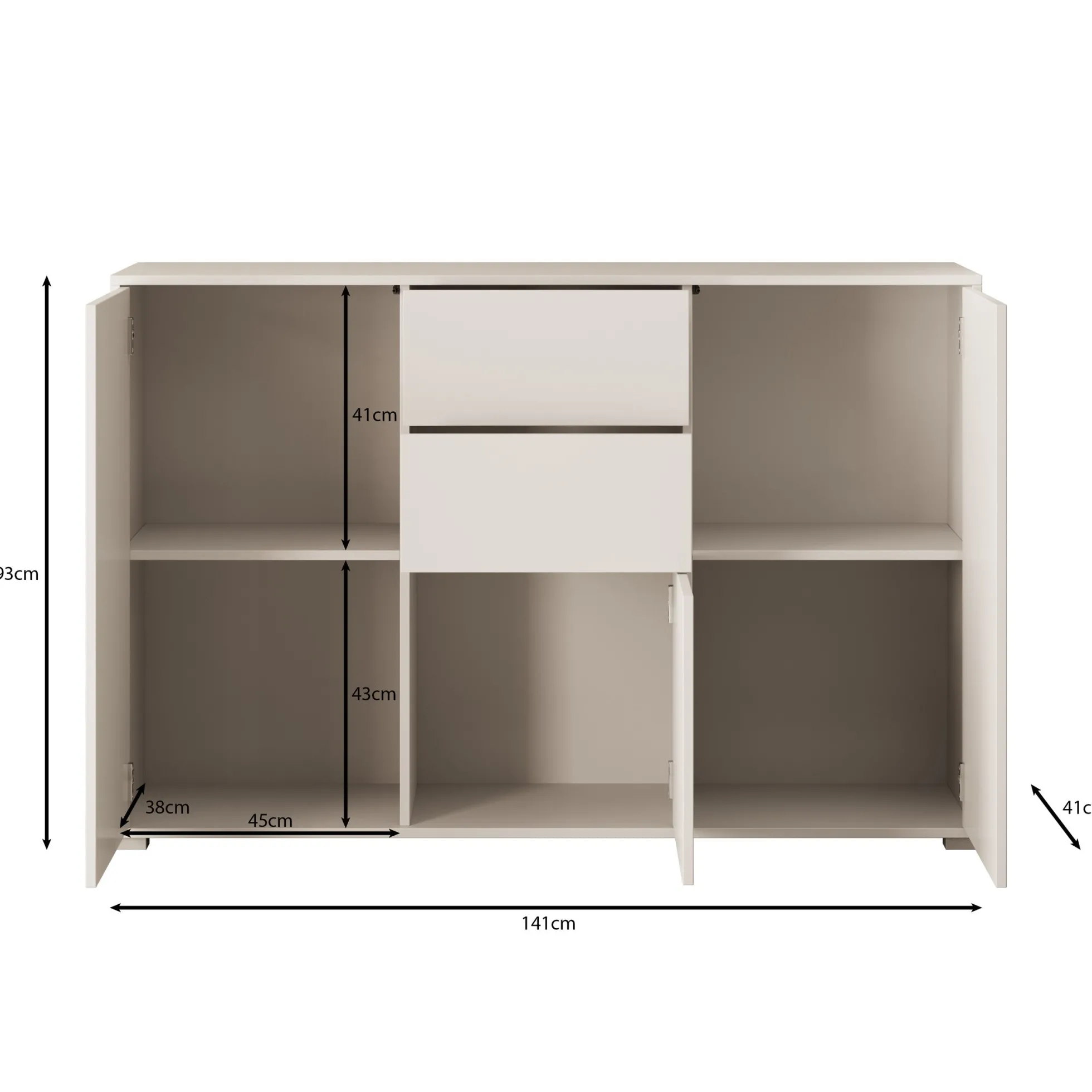 Gideon - Dressoir - Beige - 141x41x93 cm