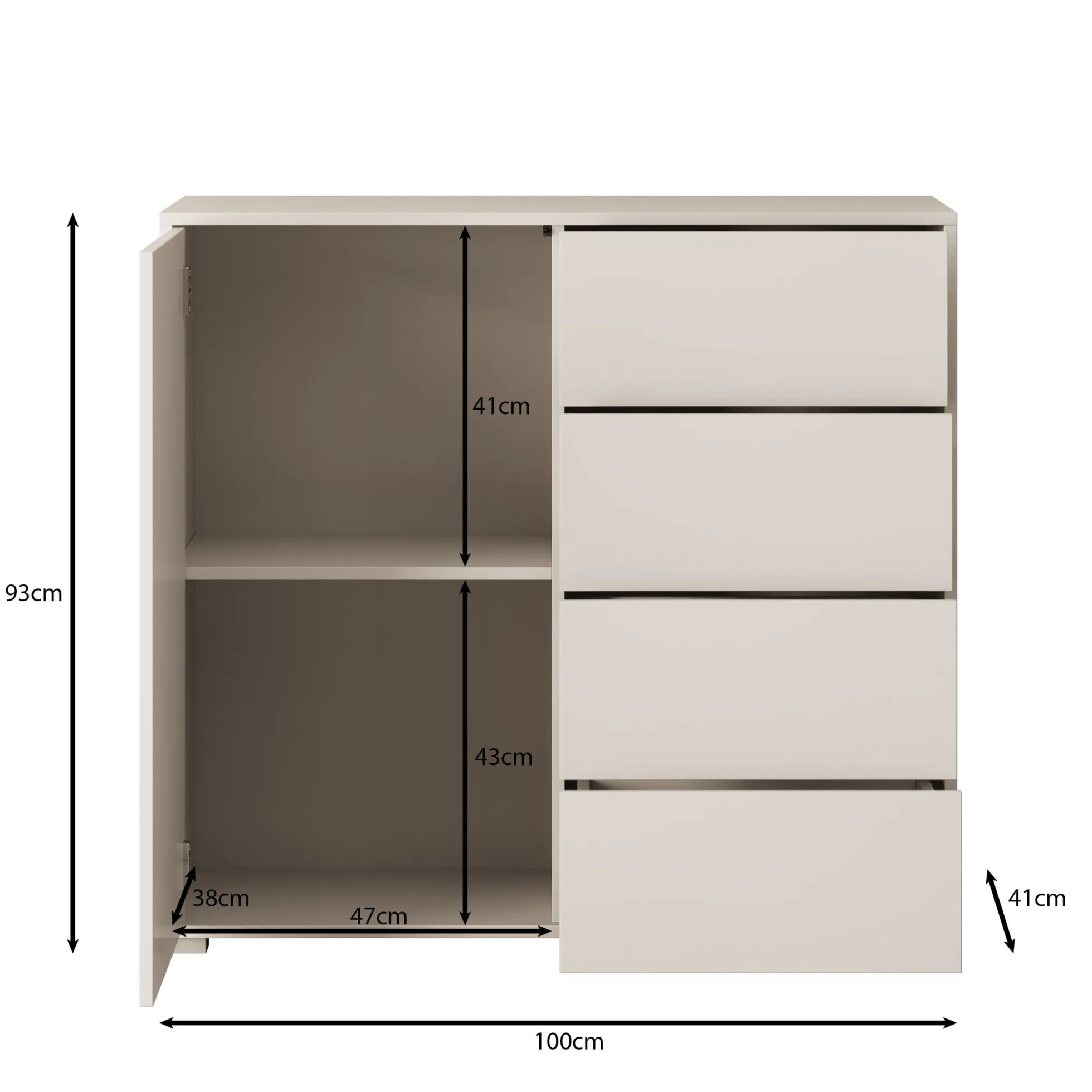 Gideon - Dressoir - Beige - 100x41x93 cm