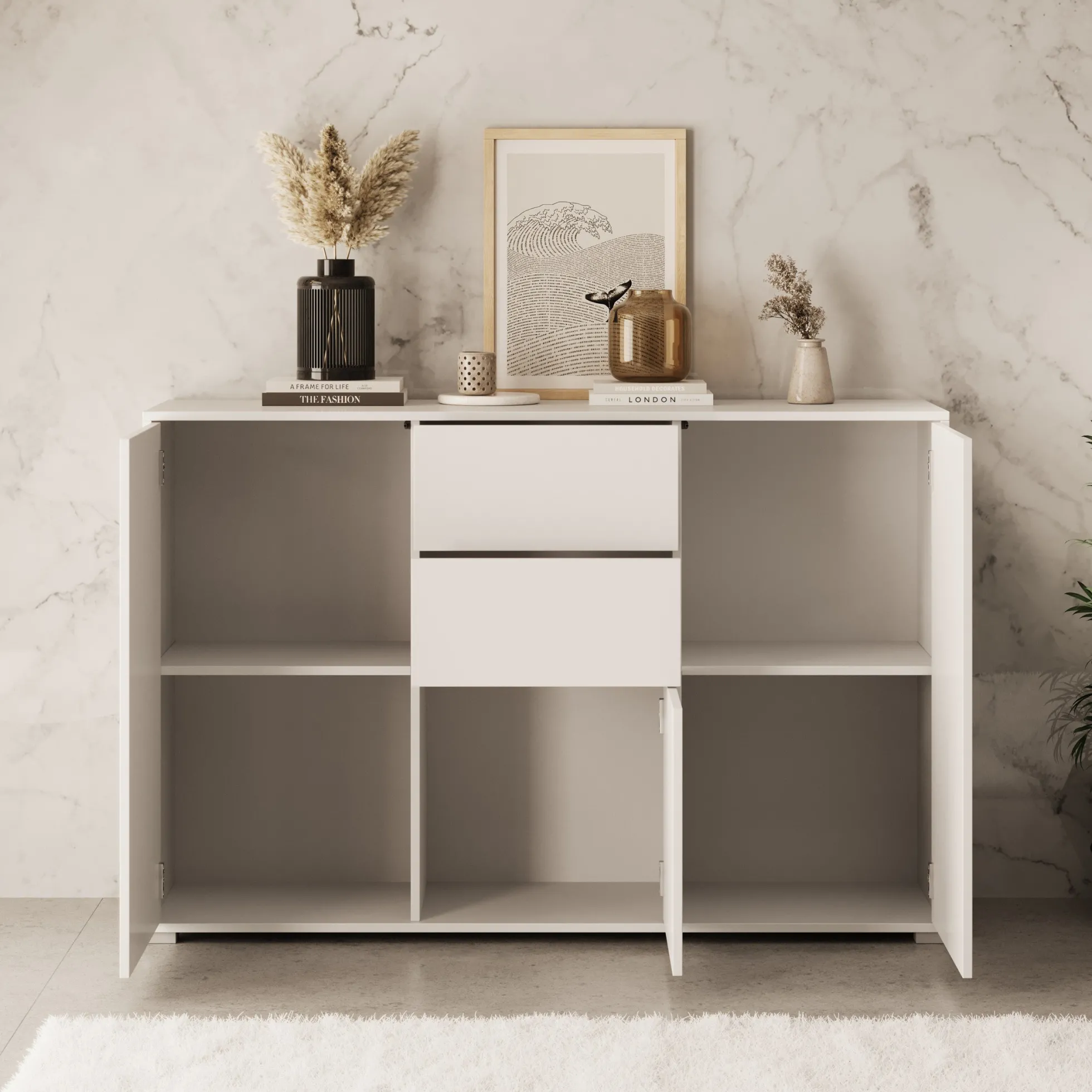 Gideon - Dressoir - Wit - 141x41x93 cm