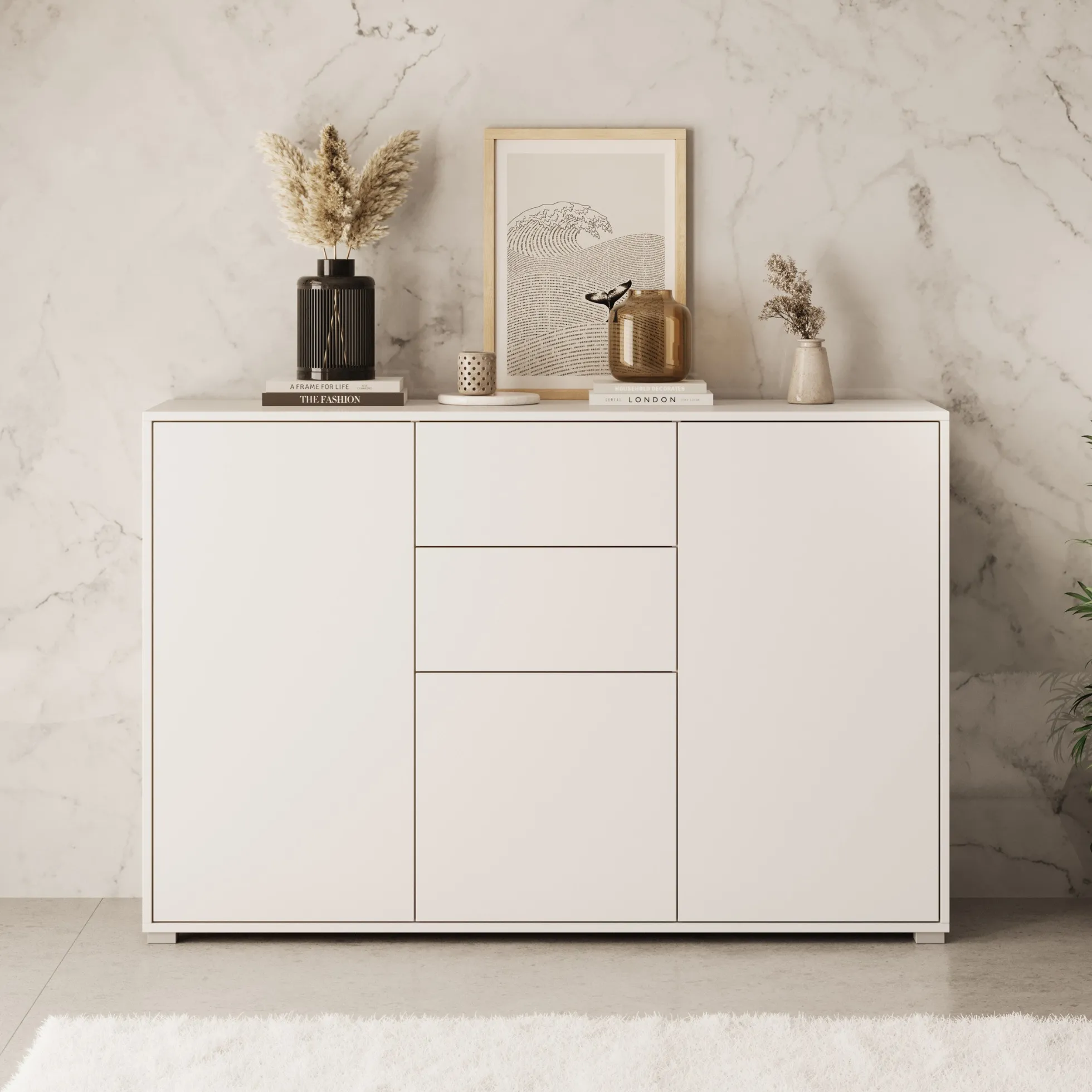 Gideon - Dressoir - Wit - 141x41x93 cm