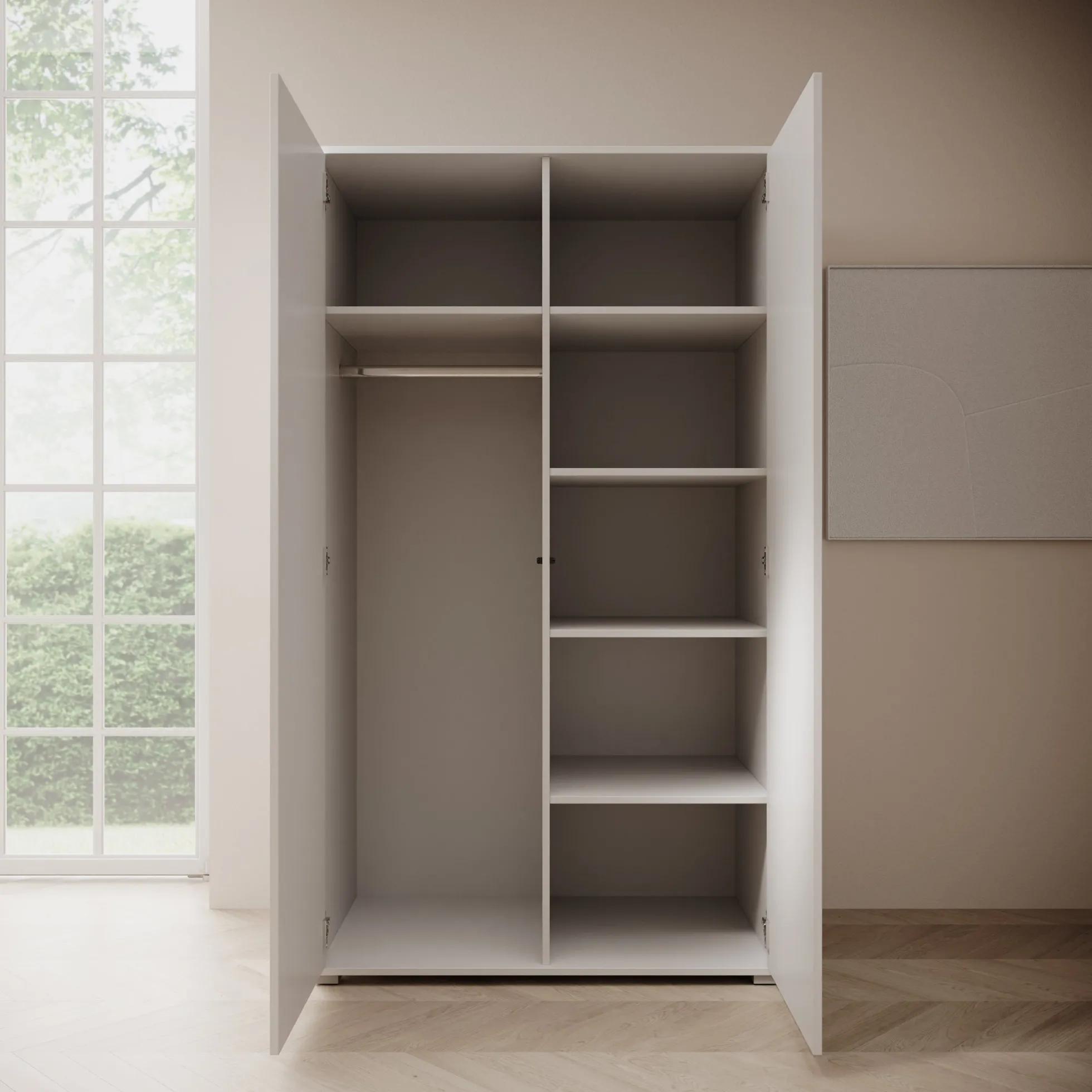 Gideon - Kledingkast 2-deurs - Wit - 100x59x178 cm