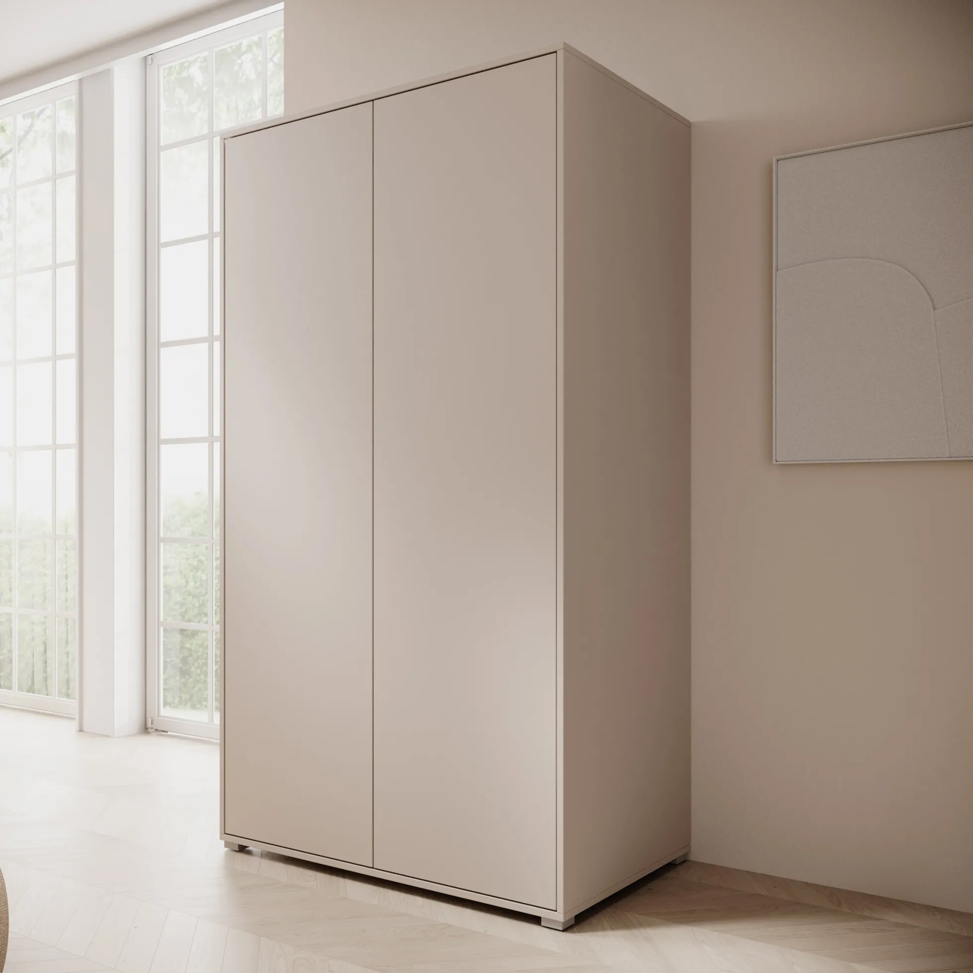 Gideon - Kledingkast 2-deurs - Beige - 100x59x178 cm