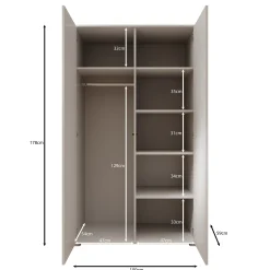 Gideon - Kledingkast 2-deurs - Beige - 100x59x178 cm