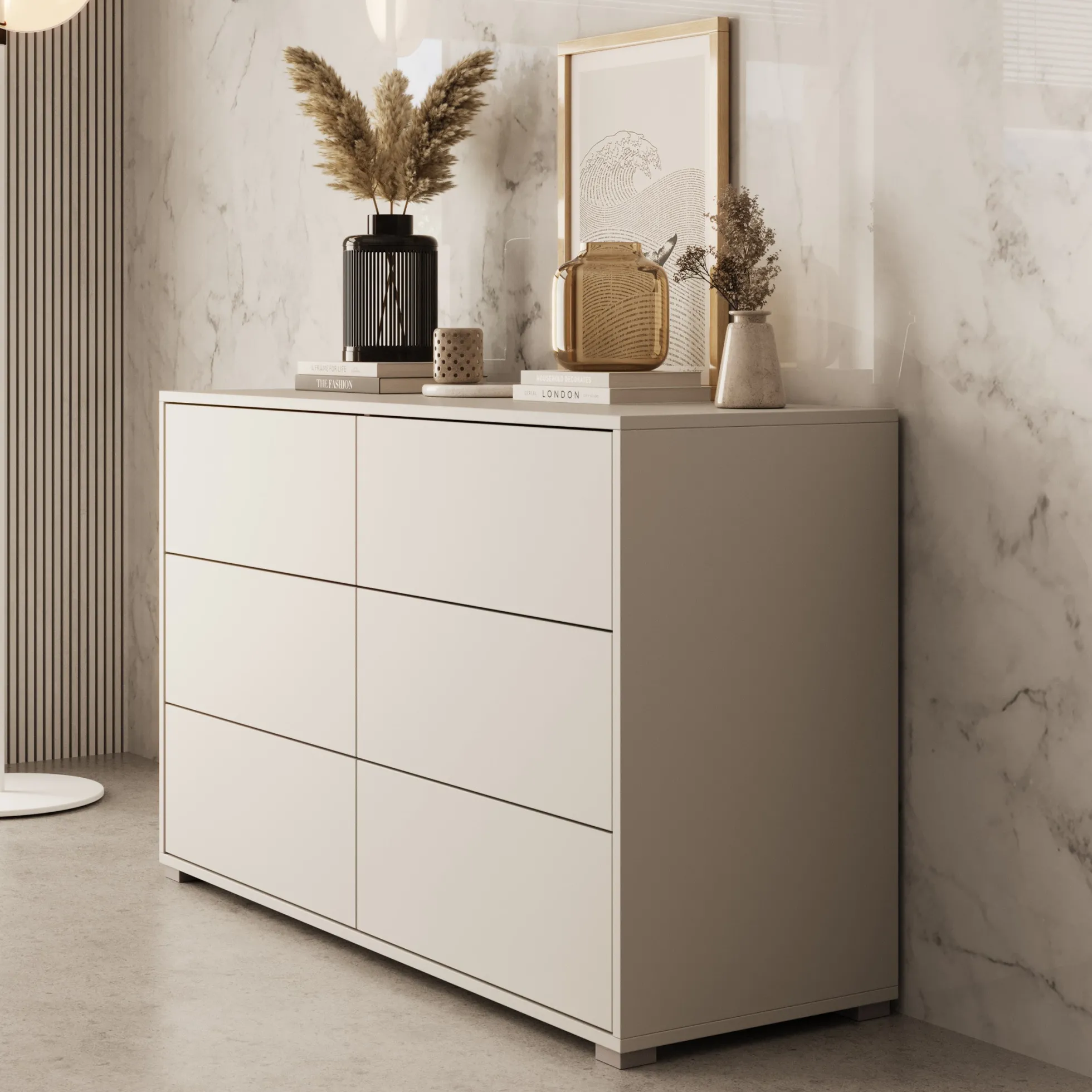 Gideon - Ladekast - Beige - 120x41x73 cm