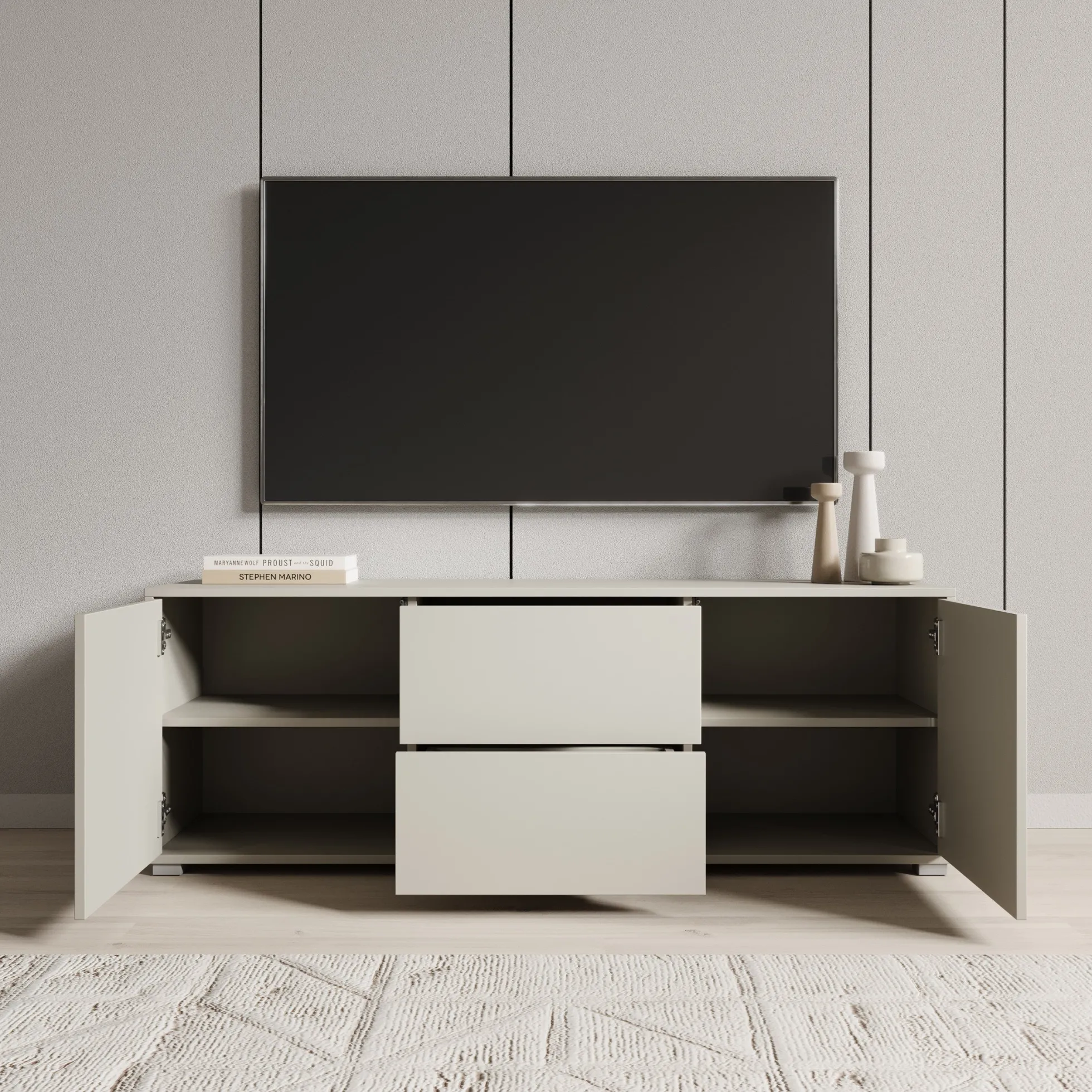 Gideon - TV-Meubel - Beige - 141x41x50 cm