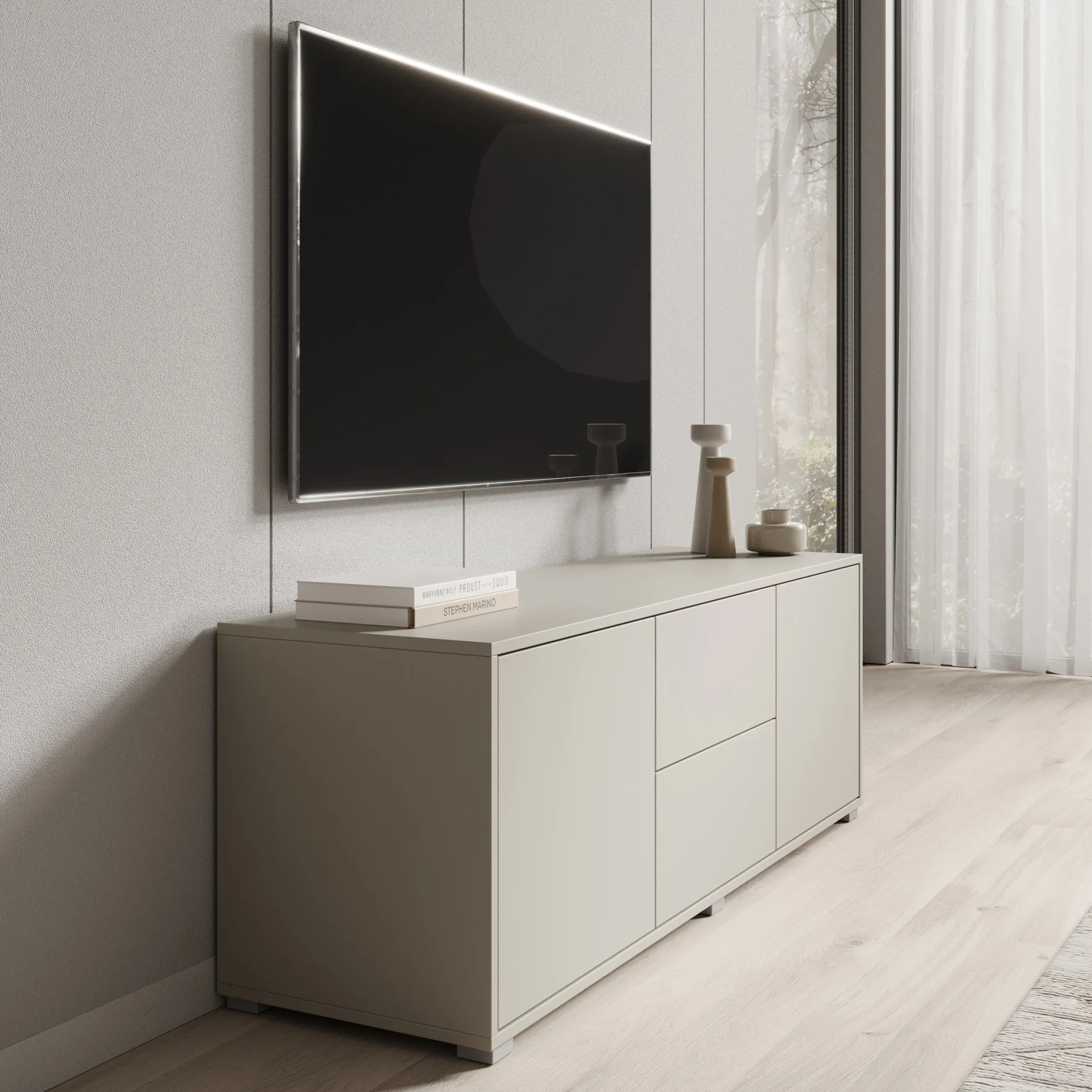 Gideon - TV-Meubel - Beige - 141x41x50 cm