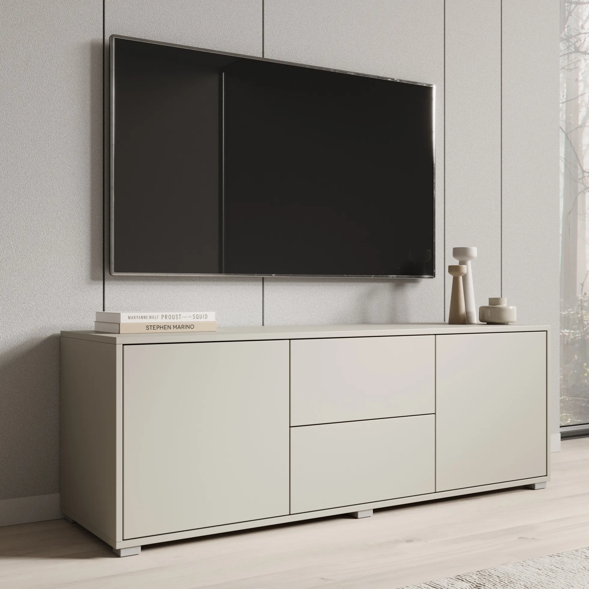 Gideon - TV-Meubel - Beige - 141x41x50 cm