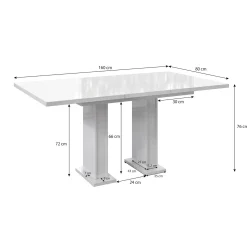 Glamour - Eetkamertafel - Zwart - 120x80x76 cm