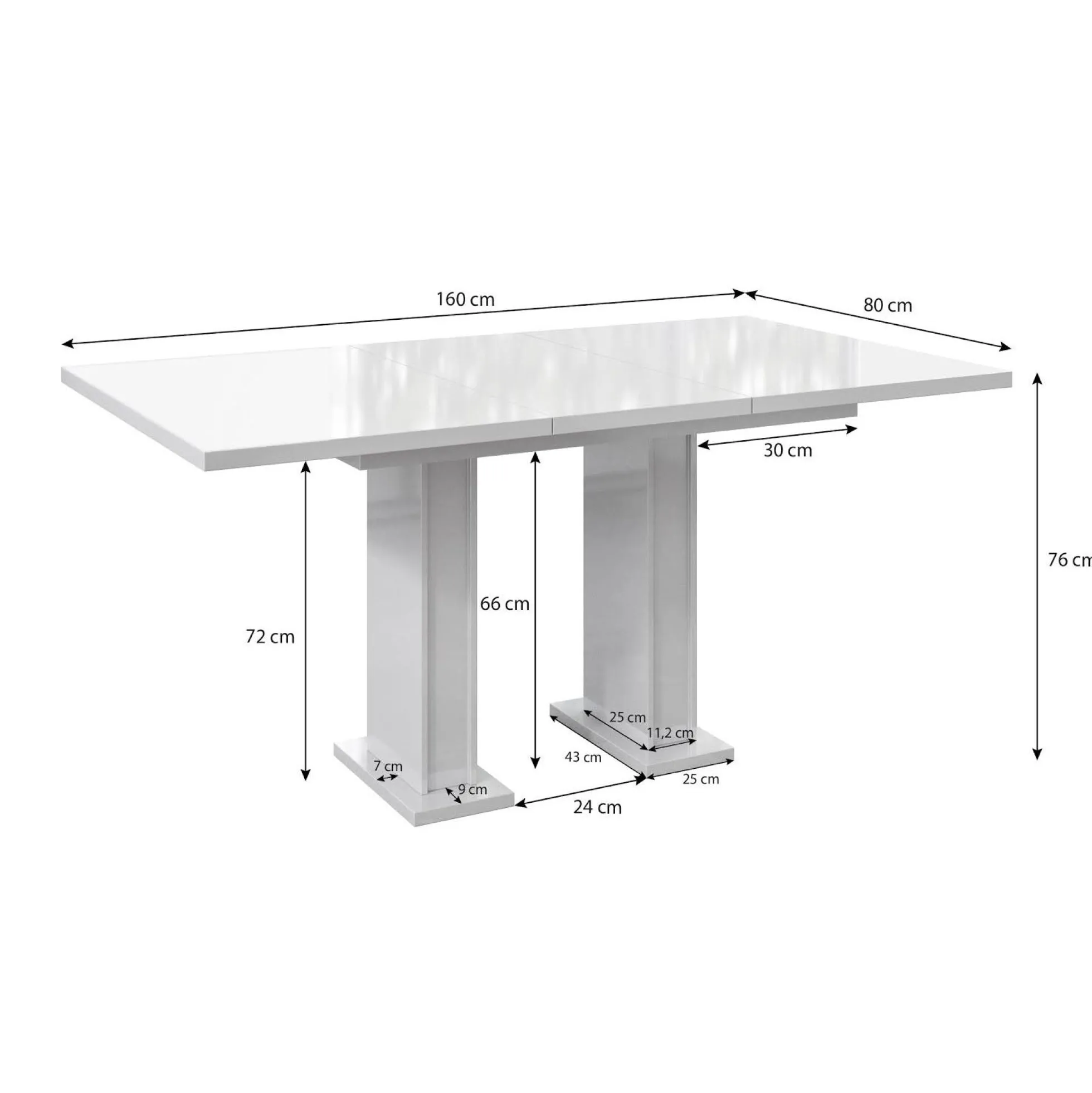 Glamour - Eetkamertafel - Zwart - 120x80x76 cm