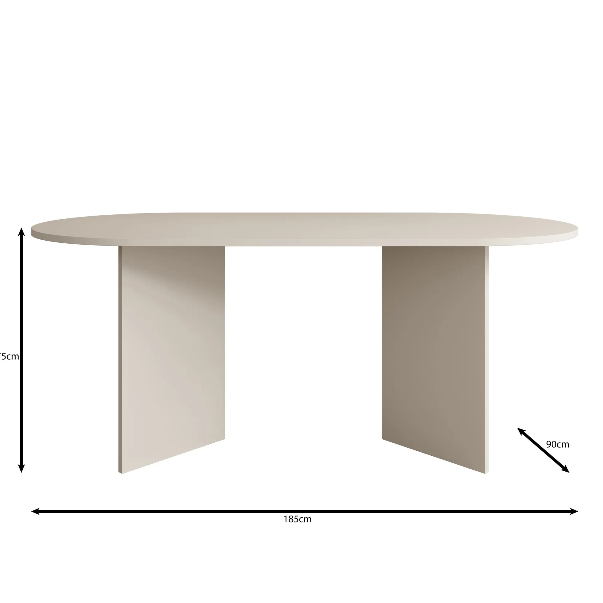 Glenne - Eetkamertafel ovaal - Zwart marmerlook - 185x90x75 cm